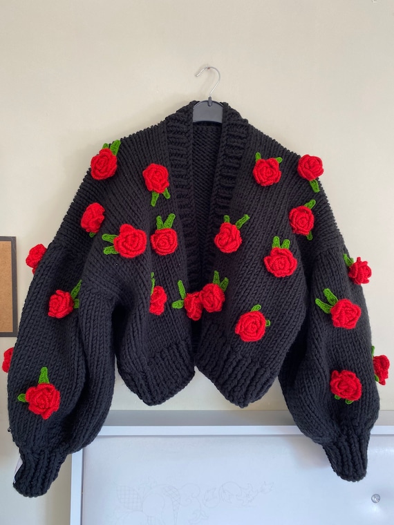 Leilayca,rosa mister Lincoln Chunky Jacket,rose Embroidered Jacket for Woman,3d Floral Sweater, Unique Oversize Cardigan,valentine's Day - Etsy Leilayca,rosa mister Lincoln Chunky Jacket,rose Embroidered Jacket for Woman,3d Floral Sweater, Unique Oversize Cardigan,valentine's Day - Etsy