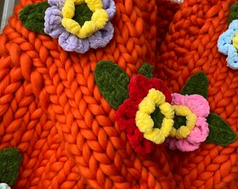 Leilayca,orange Blossom , Chunky Knit Cardigan, Fluffy Cardigan