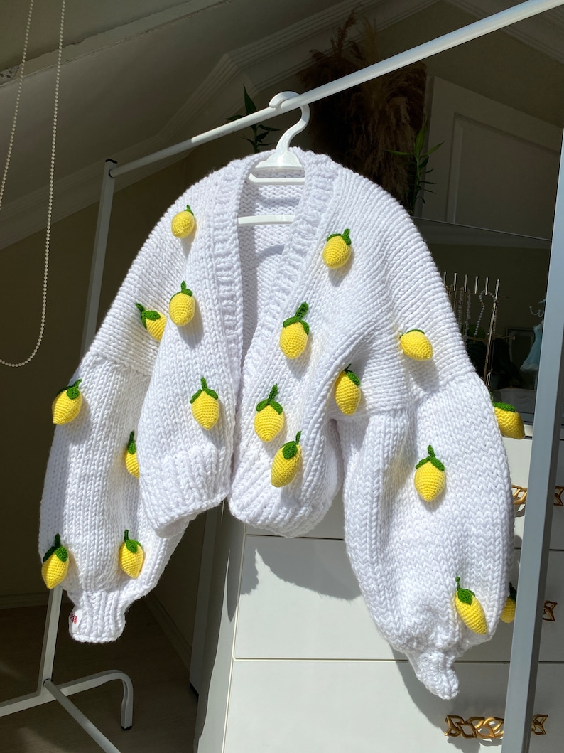Leilayca Lemon Cardigan 3D Lemon Embroidered Sweater 3D Etsy