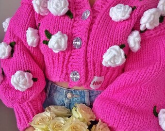 トップス treat urself Rose flower motif cardigan Rose flower motif short sleeve cardigan – Treat Ürself