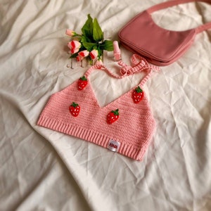 Leilayca strawberry summer set bikini suit crochet swimsuit crochet strawberry pattern crochet circle skirt kawaii clothes image 6