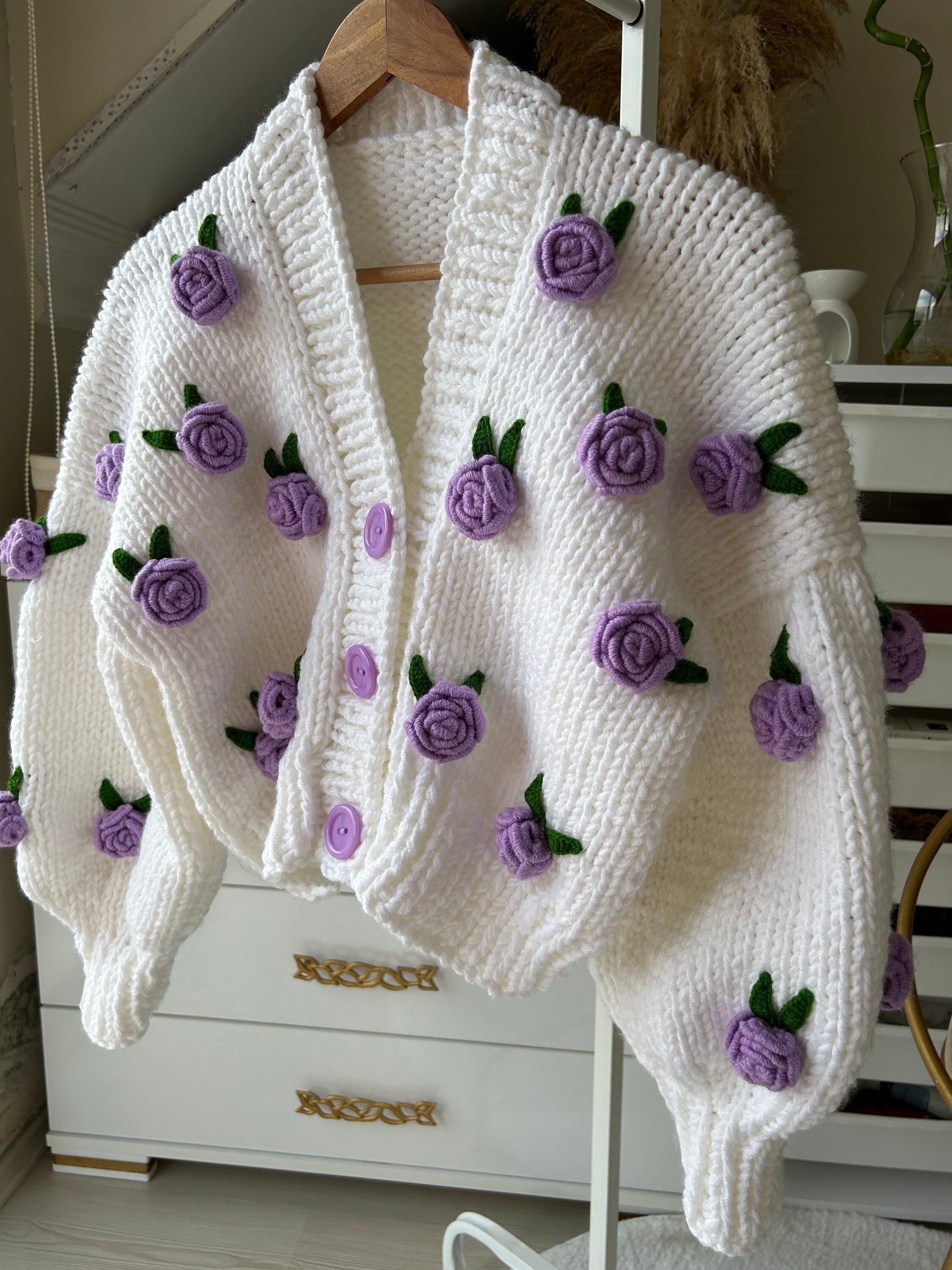 Leilayca First Love Lilac Cardigan , Chunky Cropped Cardigan for