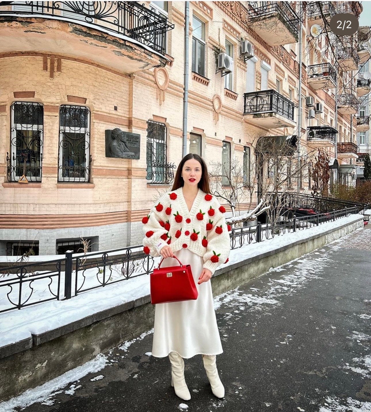 Summer Rose , Red Rose ,rose Embroidered Knit Cardigan , Woman