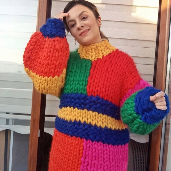Chunky Knit Sweater. Women's Sweater. Big Knit Turtleneck. - Etsy