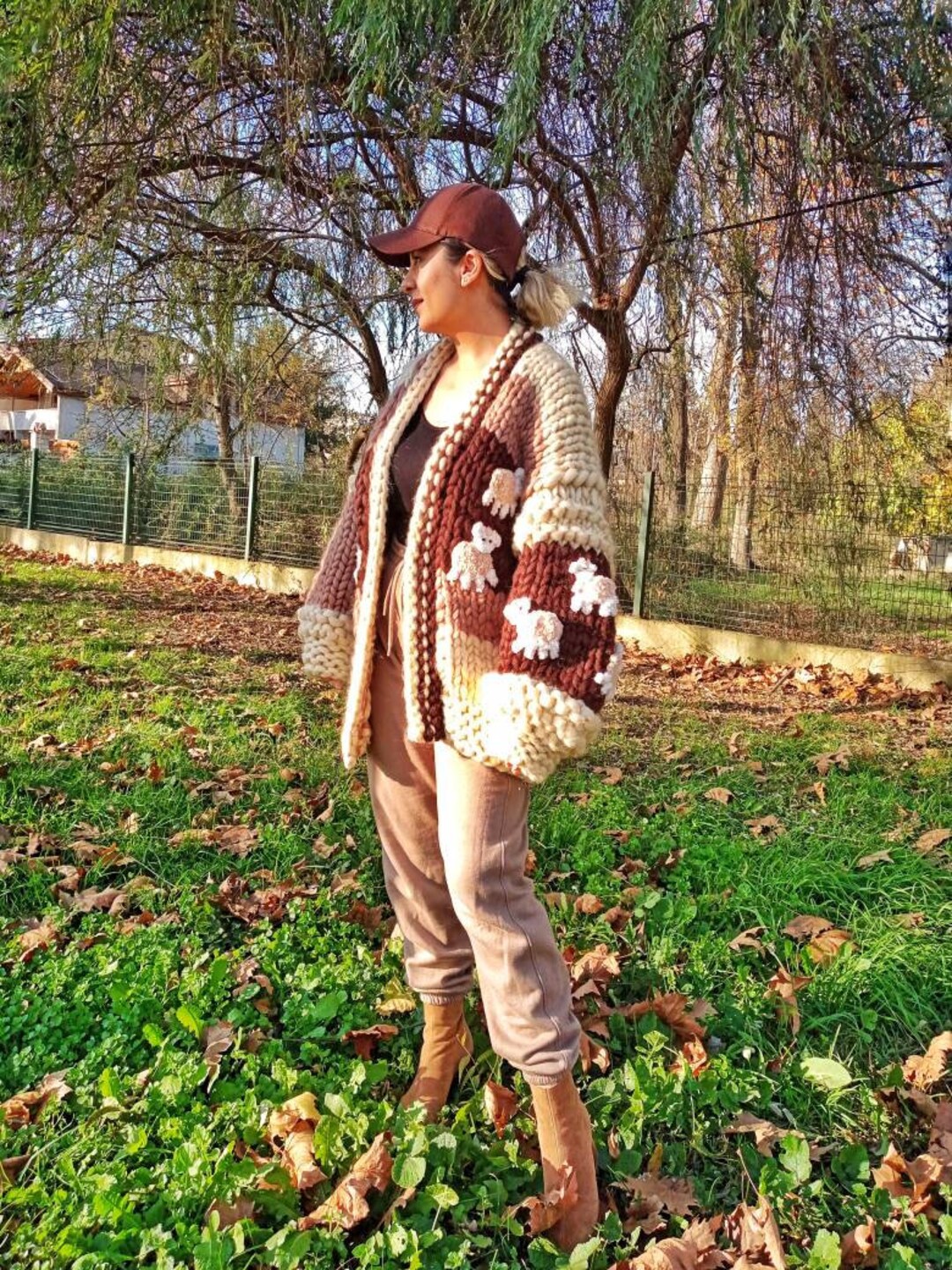 Leilayca 3d Fluffy Sheep Oversize Wool Cardigan Cardigan Hand