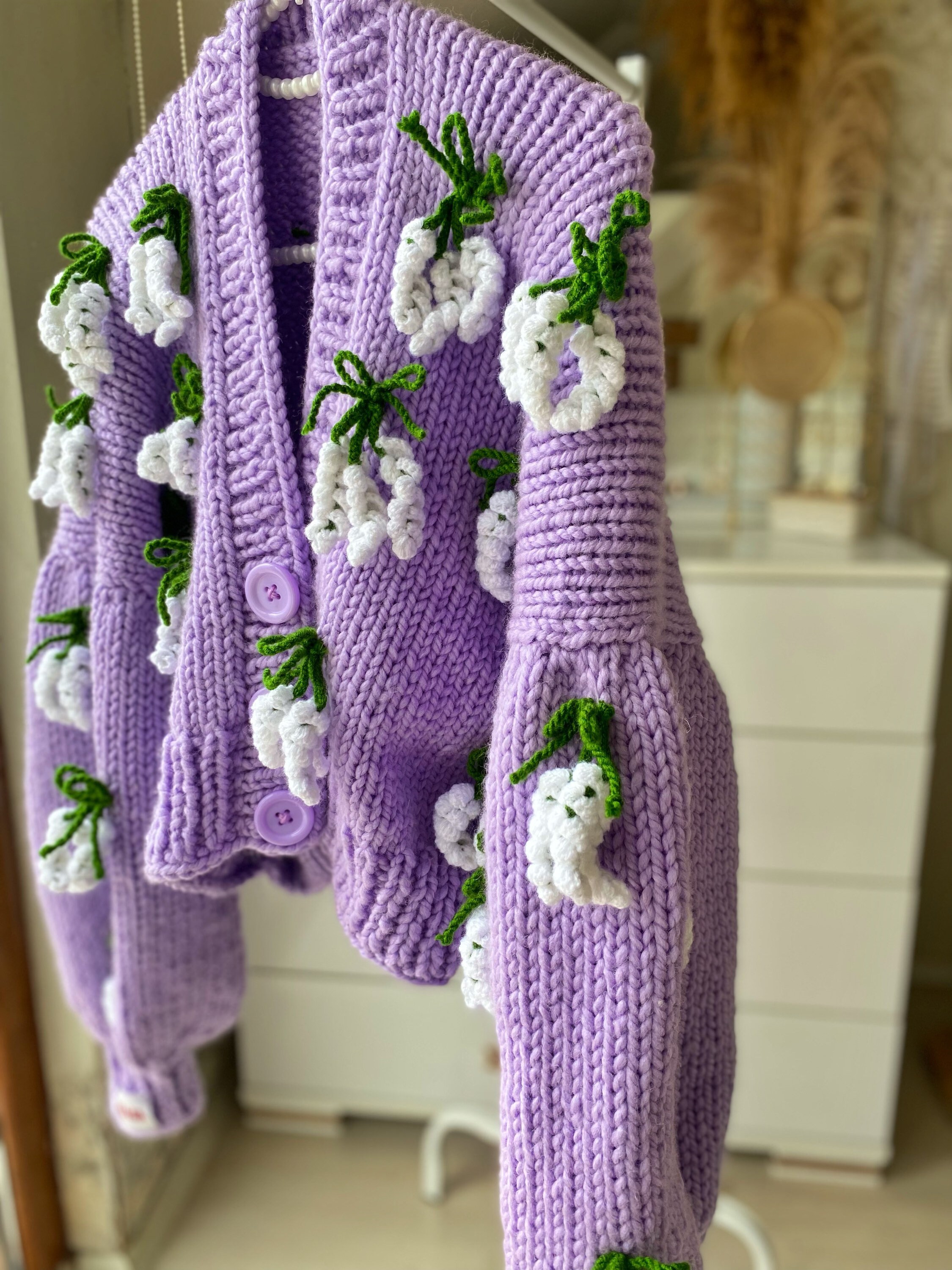 Lilac Lavender Flower Cardigan , 3d Flower Cardigan Lilac Lavender Flower Cardigan , 3d Flower Cardigan