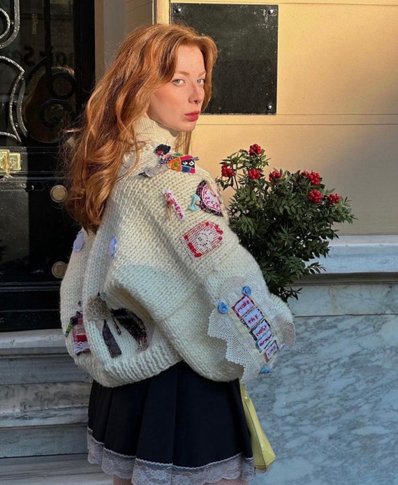 Leilayca | 90s Vintage Patched Art Cardigan| Patchwork Leilayca | 90s Vintage Patched Art Cardigan| Patchwork