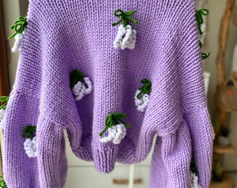 Lilac Lavender Flower Cardigan , 3d Flower Cardigan Lilac Lavender Flower Cardigan , 3d Flower Cardigan
