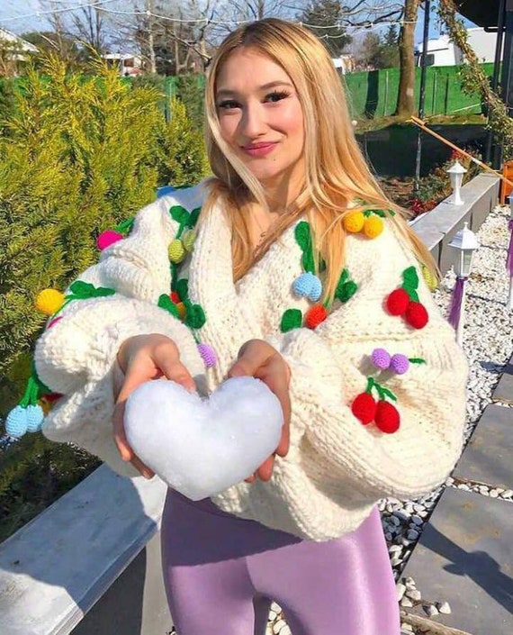 Leilayca Candy Cardigan , Crop Cherry Cardigan ,3d Cherry