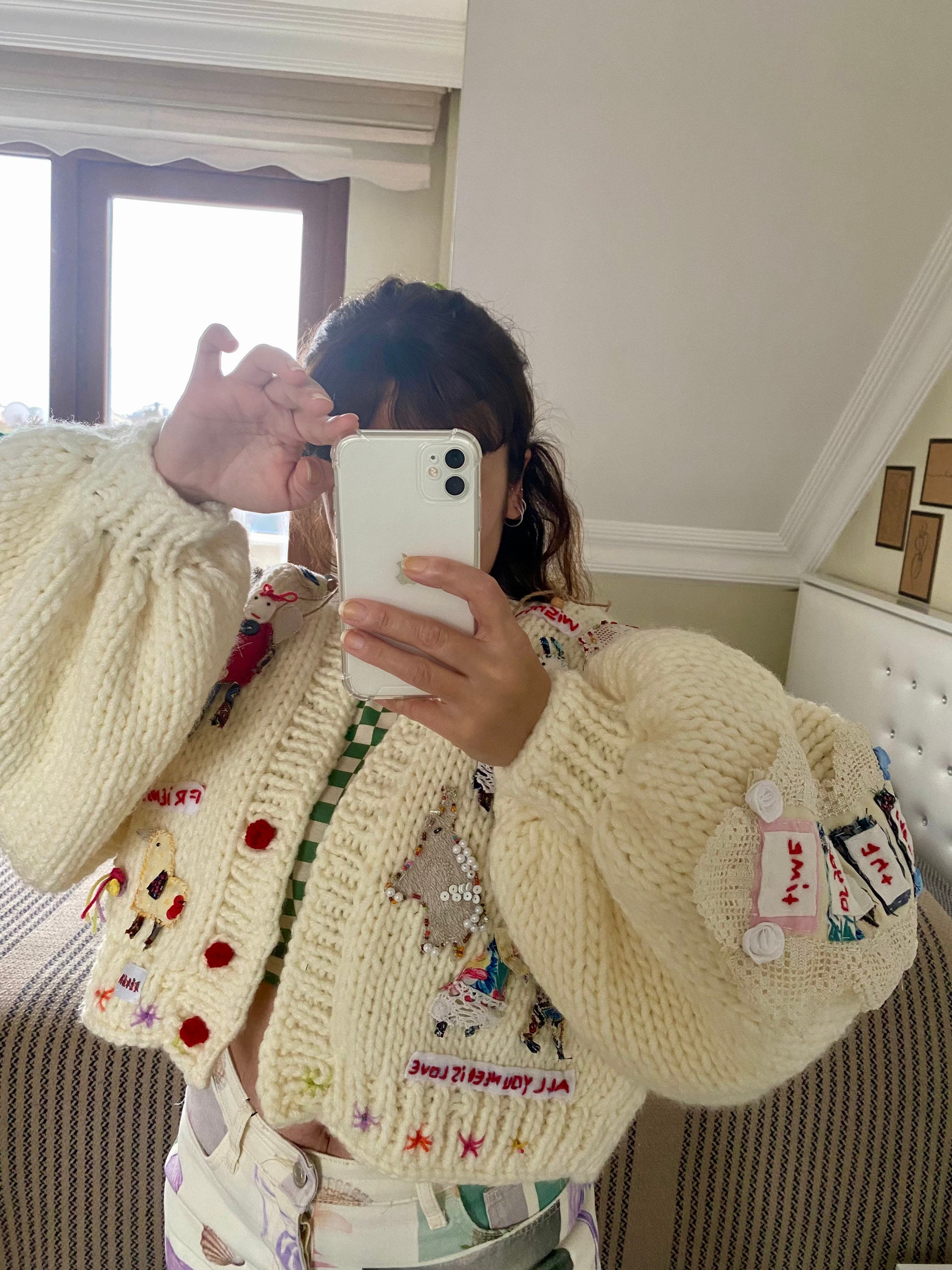 Leilayca | 90s Vintage Patched Art Cardigan| Patchwork Vintage