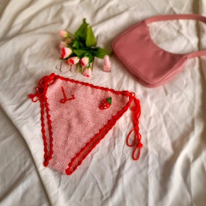 Leilayca strawberry summer set bikini suit crochet swimsuit crochet strawberry pattern crochet circle skirt kawaii clothes image 7