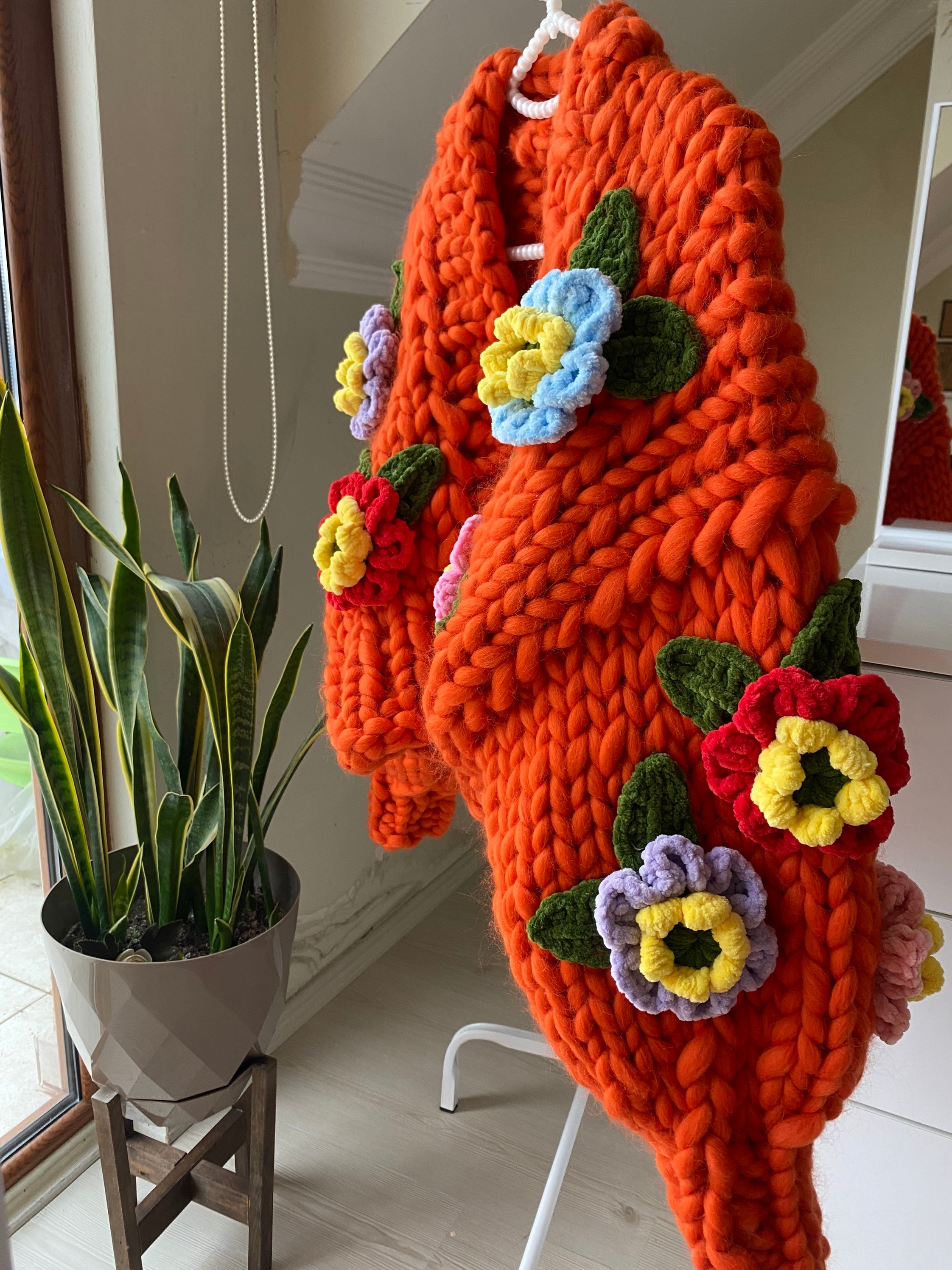 Leilayca,orange Blossom , Chunky Knit Cardigan, Fluffy Cardigan