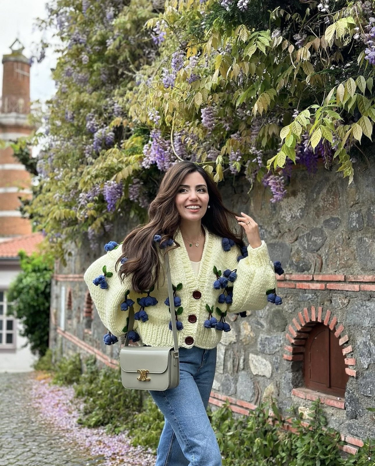 Leilayca Blueberry Knit Cardigan , Chunky Cropped Cardigan for