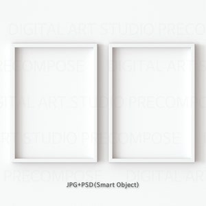A4 Vertical Two White Frames Mockup, JPG PSD Smart Object