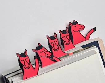 Funny Red Horse Bookmark STL File Bundle | 3D Printable Model | Cute Animal Page Holder | Digital Download | 5 Designs Pack