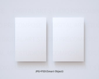 Greeting card mockup simple white, 5x7 card mockup set, PSD smart object, JPG Digital card, Digital download, Hello card