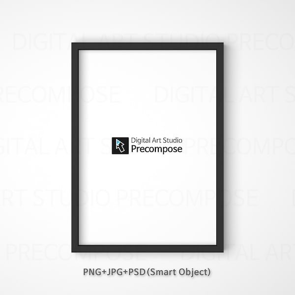 Black Frame Mockup/A4 Size Vertical Frame/Poster Mock up/Wall Art Template/Basic simple Design/Modern Mockup/PNG JPG PSD Smart Object