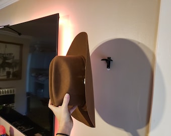 Cowboy Hat Hanger, Minimalist Display for Western Hats, No crease option for storing large felt hats on wall, gift for cowgirl