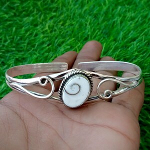 Shive Eye Shell edelsteen armband, handgemaakte boho damesarmband, 925 sterling zilver, uniek charismatisch cadeau voor Moederdag, prachtig cadeau