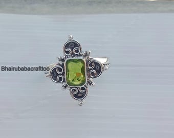 Designer Ring, Handmade Ring, Solid 925 Sterling Silver Ring, Favorite Ring, Popular Ring, Woman Ring, Peridot Ring, Partywear Woman Ring,