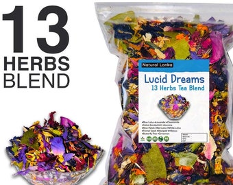 Lucid Dream Herbal Blend Tea • 13 Organic Herbal Blends • Calea Zacatechichi • Blue Lotus • Lavender • Chamomile • All-Natural Herbal Tea