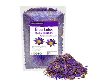 Mezcla de tallos y pétalos de flor de loto azul PREMOLIDOS • Nymphaea caerulea • Potente hierba herbaria premolida 100% orgánica