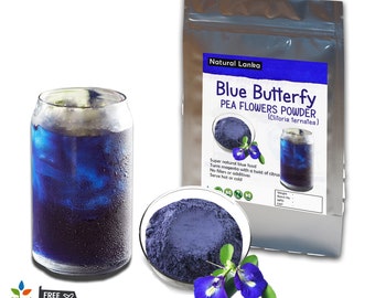 100% Organic Butterfly Pea Flower Powder Tea Clitoria ternatea Herbal Tea/ Organic Natural Herbal Blue Drink/ NON_GMO Herbal Blue Tea