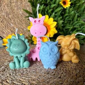 Safari Candle Favors - Animal Party Favors, 1st Birthday Party Decor,Animal Theme Lion Giraffe Elephant Boy Girl Gifts, Baby shower favors