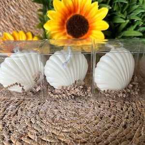 Handgefertigte Kerze mit weißer Muschel, kleine muschelförmige Kerze, Hochzeitsgeschenke, handgefertigte Kerze, Babypartygeschenk, Muschelkerze