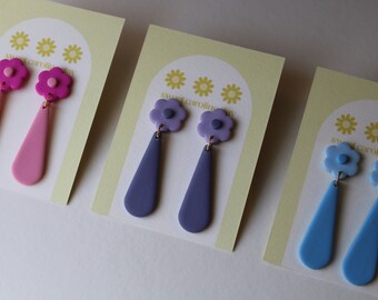 Daisy Topper Statement Dangles | Handmade Polymer Clay Earrings