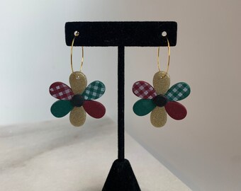 Christmas Inspired Color-Wheel Daisies - Handmade Polymer Clay Earrings