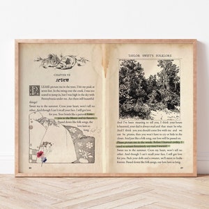 Taylor Swift Print, Taylor Swift Wall Art, Folklore Seven lyrics Poster, Swifties Gift, DIGITAL ART PRINT, Vintage lyrics book