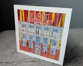 Partick Thistle birthday card. 5x5 card of Firhill Stadium.