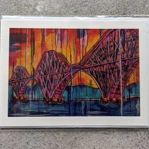 Pont ferroviaire du Forth. Édimbourg. carte vierge. 5x7.