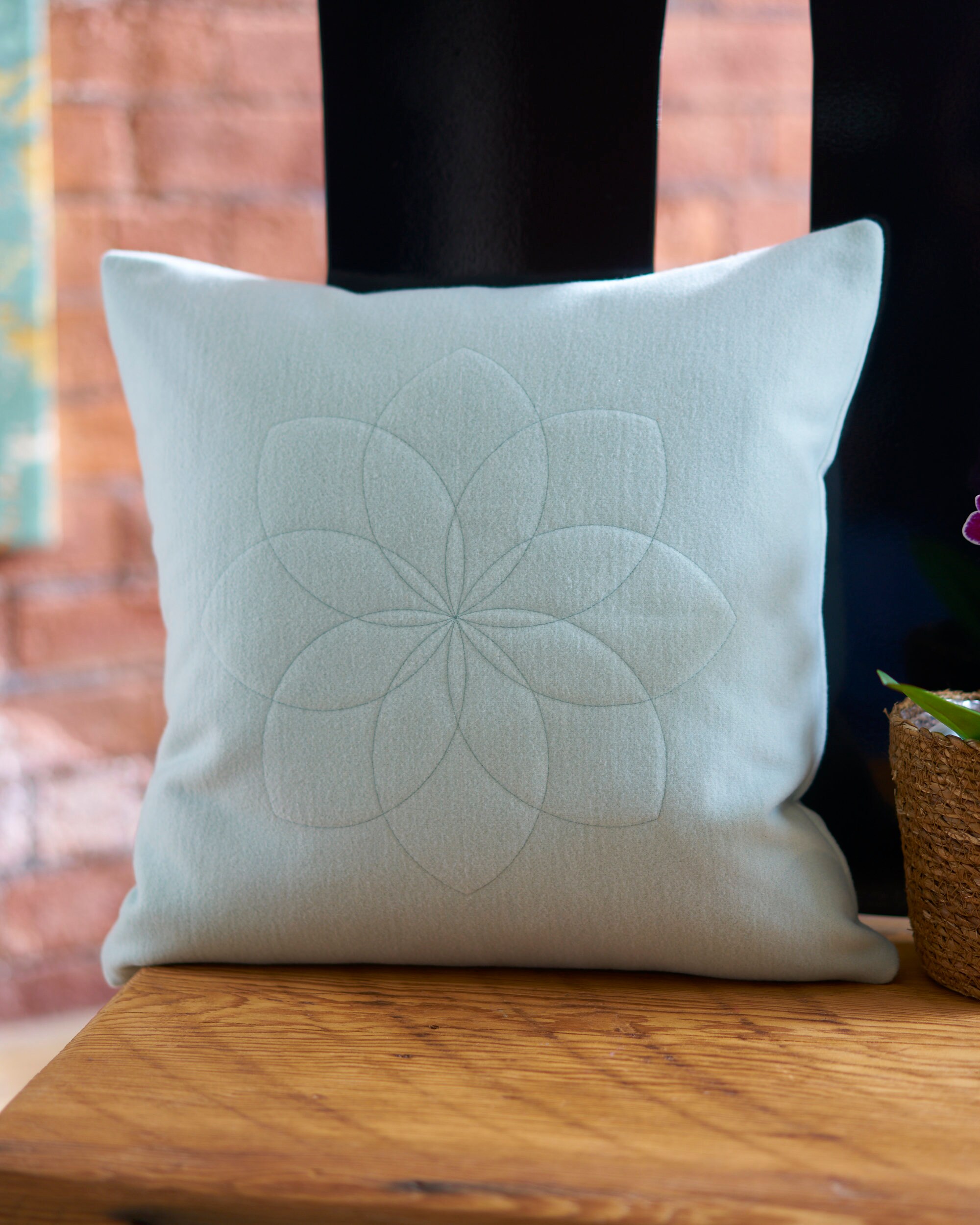 Soft Green Small Flower Embroidered Cushion Cover 45cm X 45cm Etsy UK