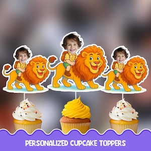 Lion safari Personalized cupcake toppers - Physical cupcake toppers set