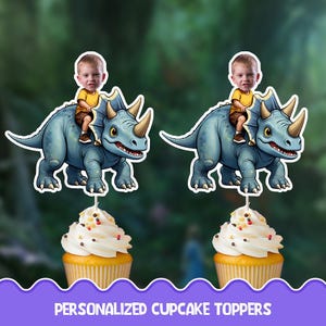 Decorazioni per cupcake personalizzate a forma di dinosauro - Set di decorazioni per cupcake fisiche