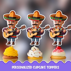 Fiesta Personalized cupcake toppers - Physical cupcake toppers set