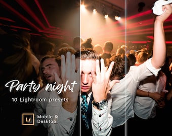 10 Mobile & desktop presets - Partynight - Lightroom presets for photo editing - Professional presets collections