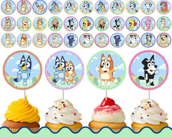 50+ Bluey cupcake toppers digital download