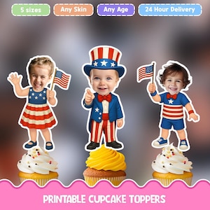 4th July Personalized cupcake toppers - Digital download