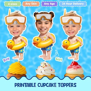 Toppers per cupcake personalizzati con facce estive