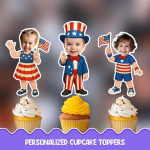 4th July Personalized cupcake toppers - Physical cupcake toppers set