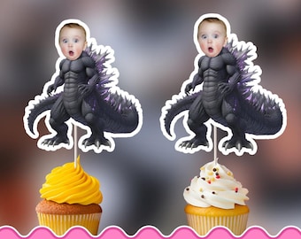 Godzilla Personalized cupcake toppers - Digital printable cake toppers