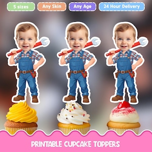 Plumber Personalized face cupcake toppers