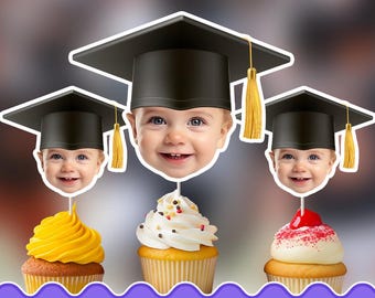 Graduation cap Personalized cupcake toppers - Physical cupcake toppers set