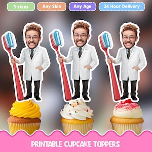 Dentist doctor Personalized face cupcake toppers