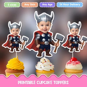 Thor Personalized cupcake toppers - Cute cake topper digital print