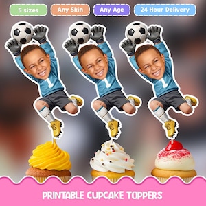 Goalie goalkeeper Personalized face cupcake toppers - football cupcake toppers