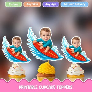 Surfer Personalized cupcake toppers - Digital download